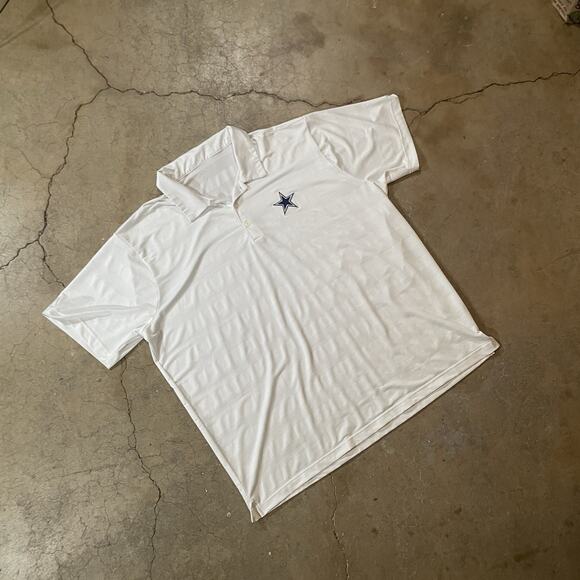 Antiigua Mens White Dallas Cowboys Polyester Short Sleeve Polo Shirt Size 2XL - Picture 1 of 7